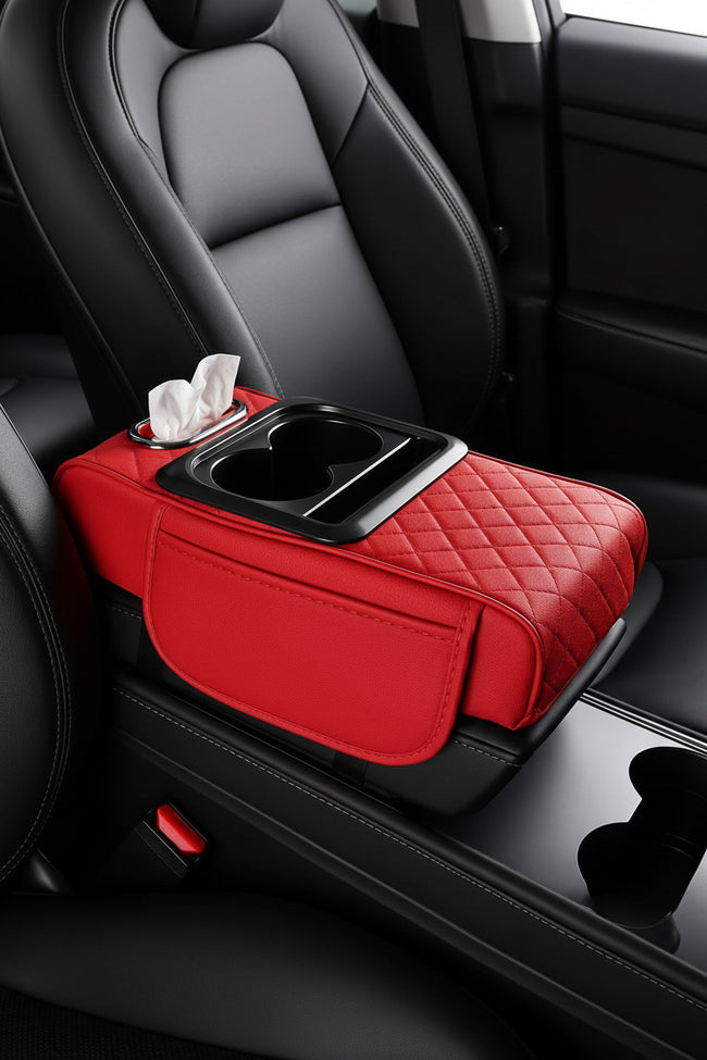 ROADIFY CAR ARM REST WITH DUAL CUP HOLDER AND TISSUE BOX